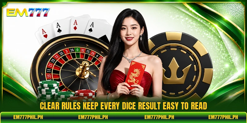 Clear rules keep every dice result easy to read