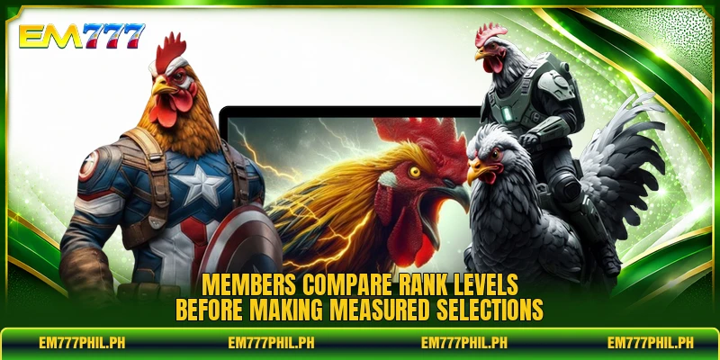 Members compare rank levels before making measured selections