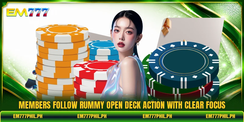Members follow rummy open deck action with clear focus