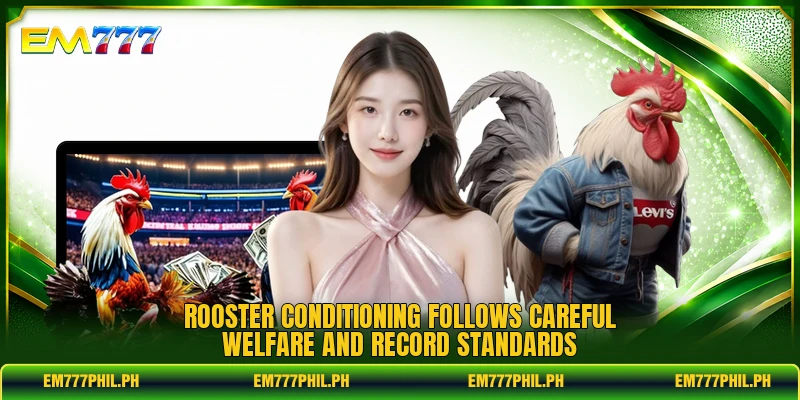 Rooster conditioning follows careful welfare and record standards
