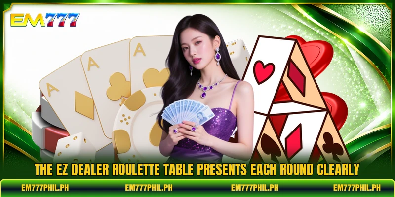 The EZ Dealer Roulette table presents each round clearly